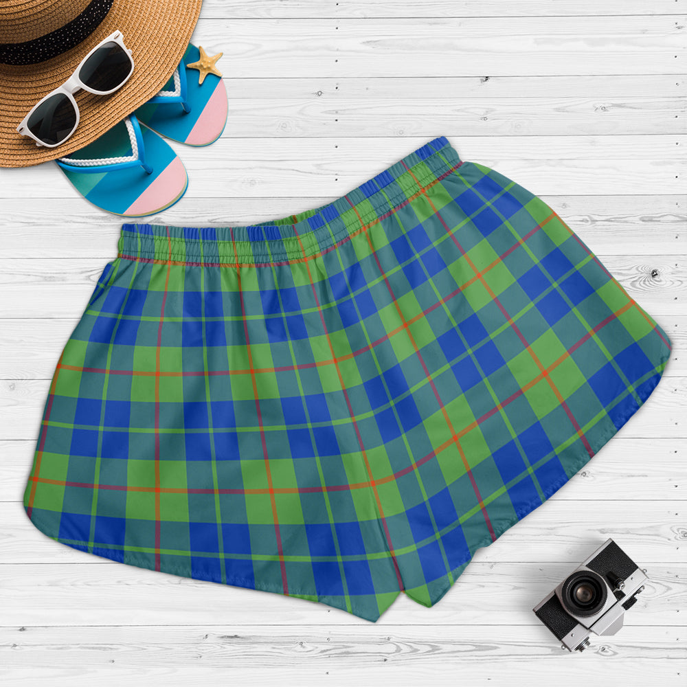 Barclay Hunting Ancient Tartan Womens Shorts with Family Crest - Tartanvibesclothing