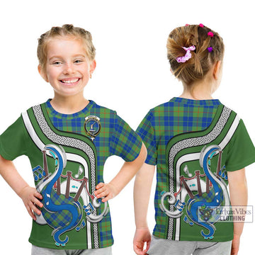 Barclay Hunting Ancient Tartan Kid T-Shirt with Epic Bagpipe Style