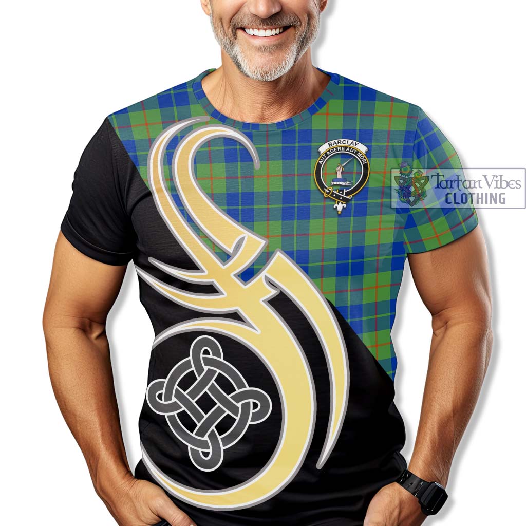 Tartan Vibes Clothing Barclay Hunting Ancient Tartan T-Shirt with Family Crest and Celtic Symbol Style