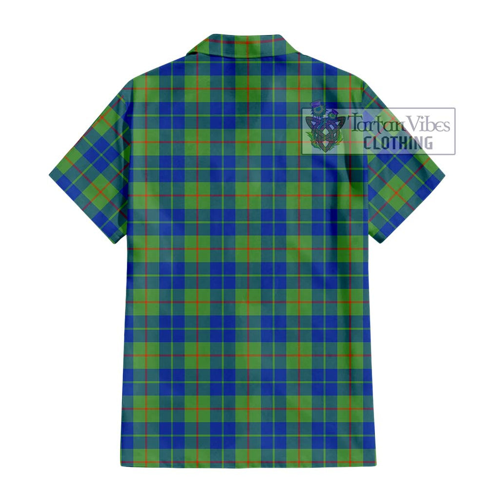 Barclay Hunting Ancient Tartan Short Sleeve Button Shirt with Family Crest DNA In Me Style - Tartanvibesclothing Shop