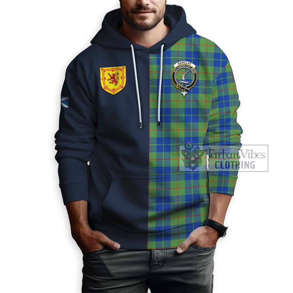 Tartan Vibes Clothing Barclay Hunting Ancient Tartan Hoodie with Scottish Lion Royal Arm Half Style