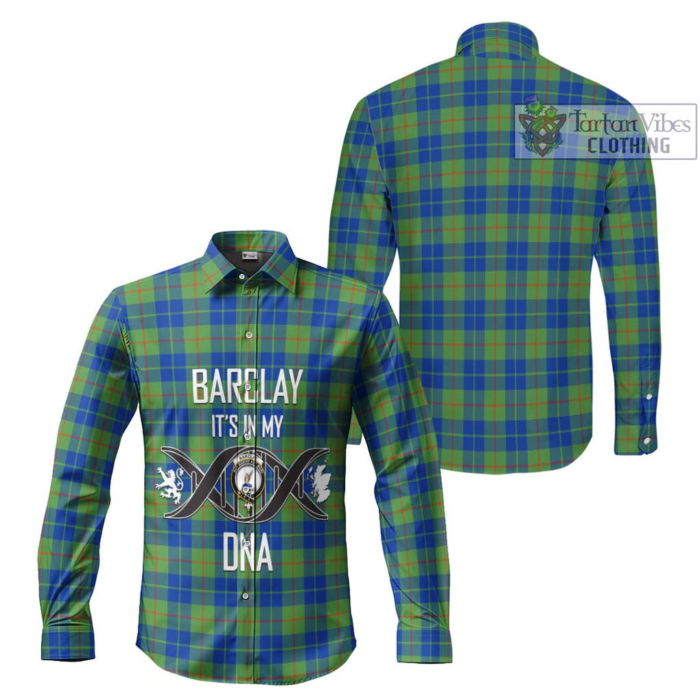 Barclay Hunting Ancient Tartan Long Sleeve Button Shirt with Family Crest DNA In Me Style Men's Shirt - Tartanvibesclothing Shop