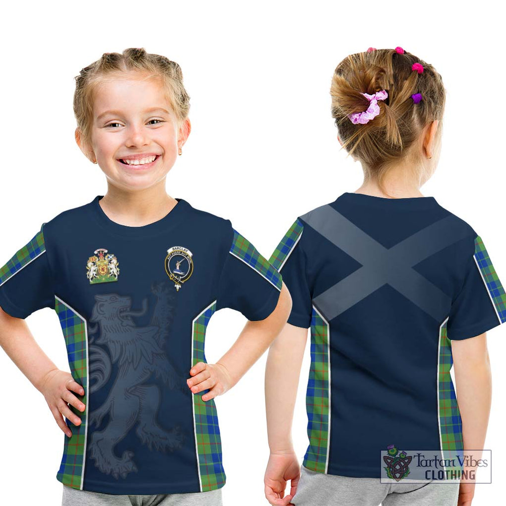 Barclay Hunting Ancient Tartan Kid T-Shirt with Family Crest and Lion Rampant Vibes Sport Style - Tartan Vibes Clothing