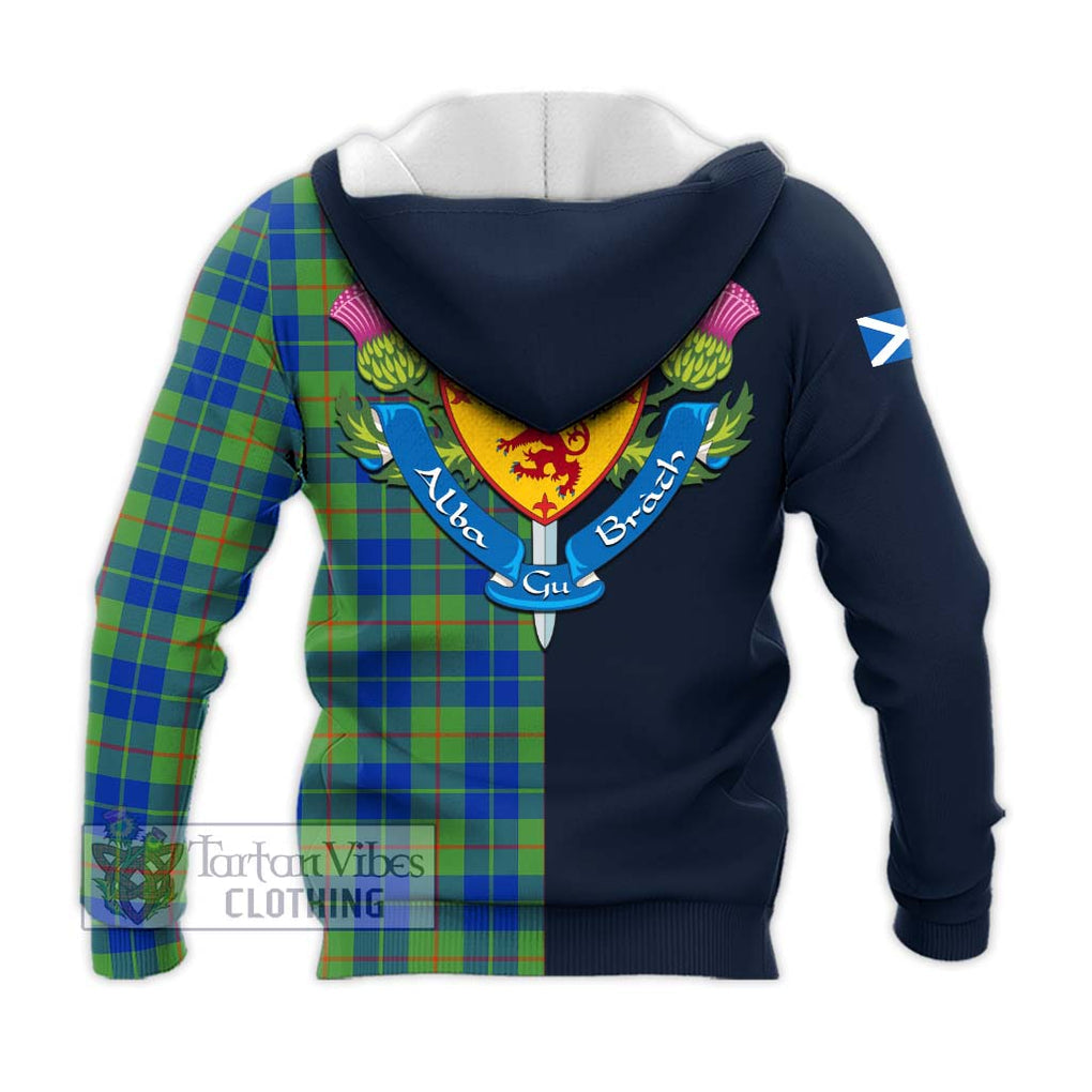 Tartan Vibes Clothing Barclay Hunting Ancient Tartan Knitted Hoodie with Scottish Lion Royal Arm Half Style