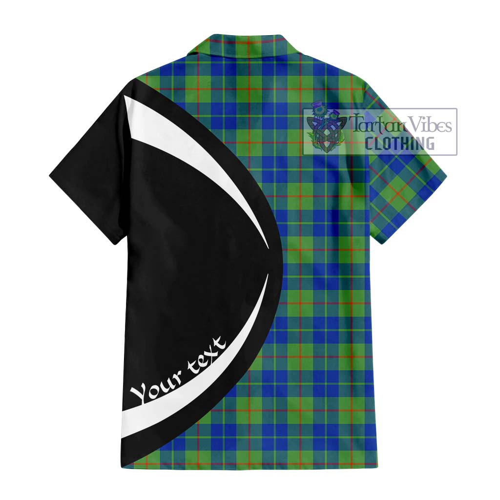 Barclay Hunting Ancient Tartan Short Sleeve Button Up with Family Crest Circle Style - Tartan Vibes Clothing