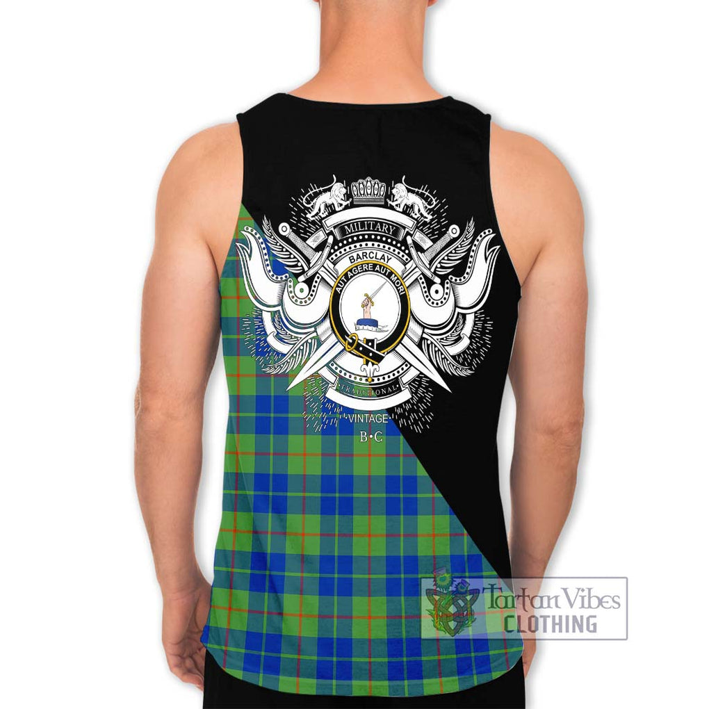 Barclay Hunting Ancient Tartan Men's Tank Top with Family Crest and Military Logo Style - Tartanvibesclothing Shop