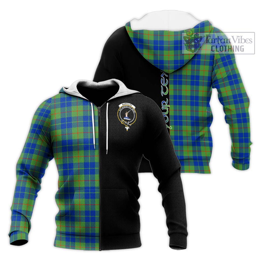 Barclay Hunting Ancient Tartan Knitted Hoodie with Family Crest and Half Of Me Style Unisex Knitted Zip Hoodie - Tartanvibesclothing Shop