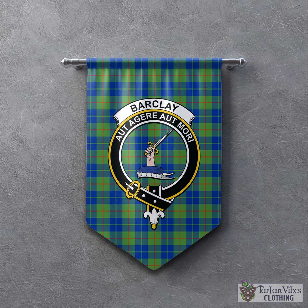 Tartan Vibes Clothing Barclay Hunting Ancient Tartan Gonfalon, Tartan Banner with Family Crest