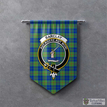 Barclay Hunting Ancient Tartan Gonfalon, Tartan Banner with Family Crest