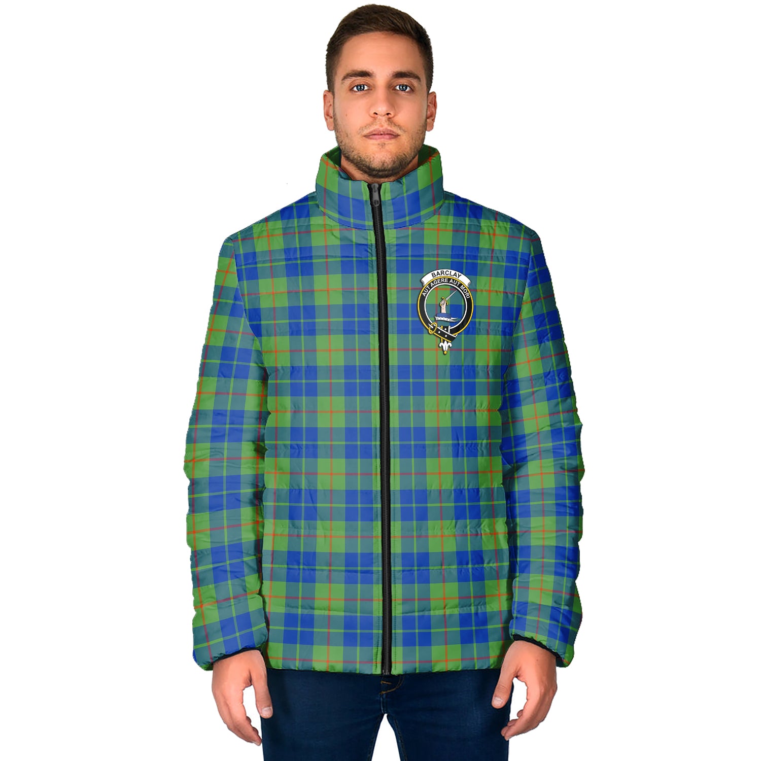 Barclay Hunting Ancient Tartan Padded Jacket with Family Crest - Tartan Vibes Clothing