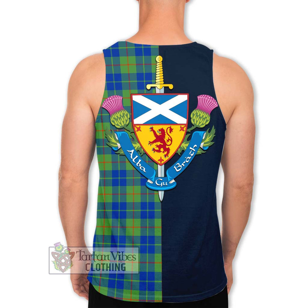 Tartan Vibes Clothing Barclay Hunting Ancient Tartan Men's Tank Top with Scottish Lion Royal Arm Half Style