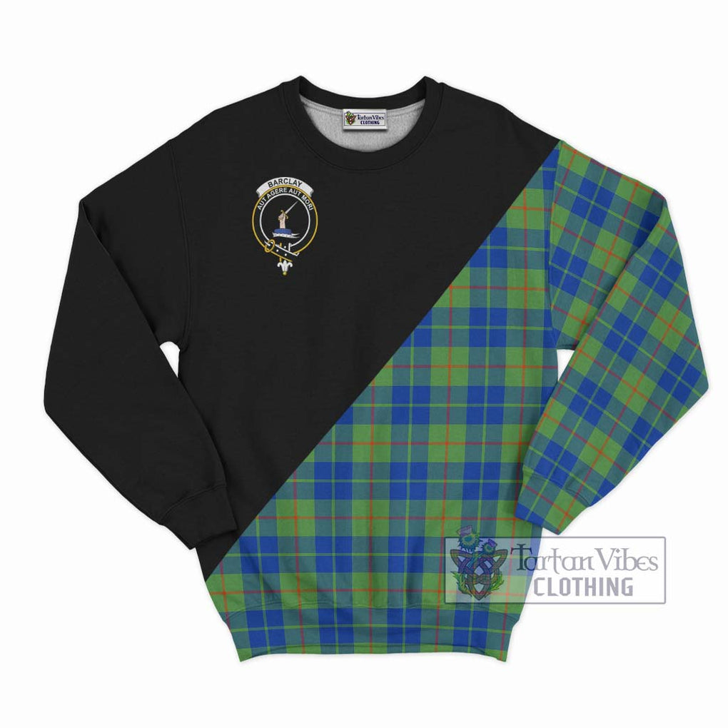 Barclay Hunting Ancient Tartan Sweatshirt with Family Crest and Military Logo Style - Tartanvibesclothing Shop