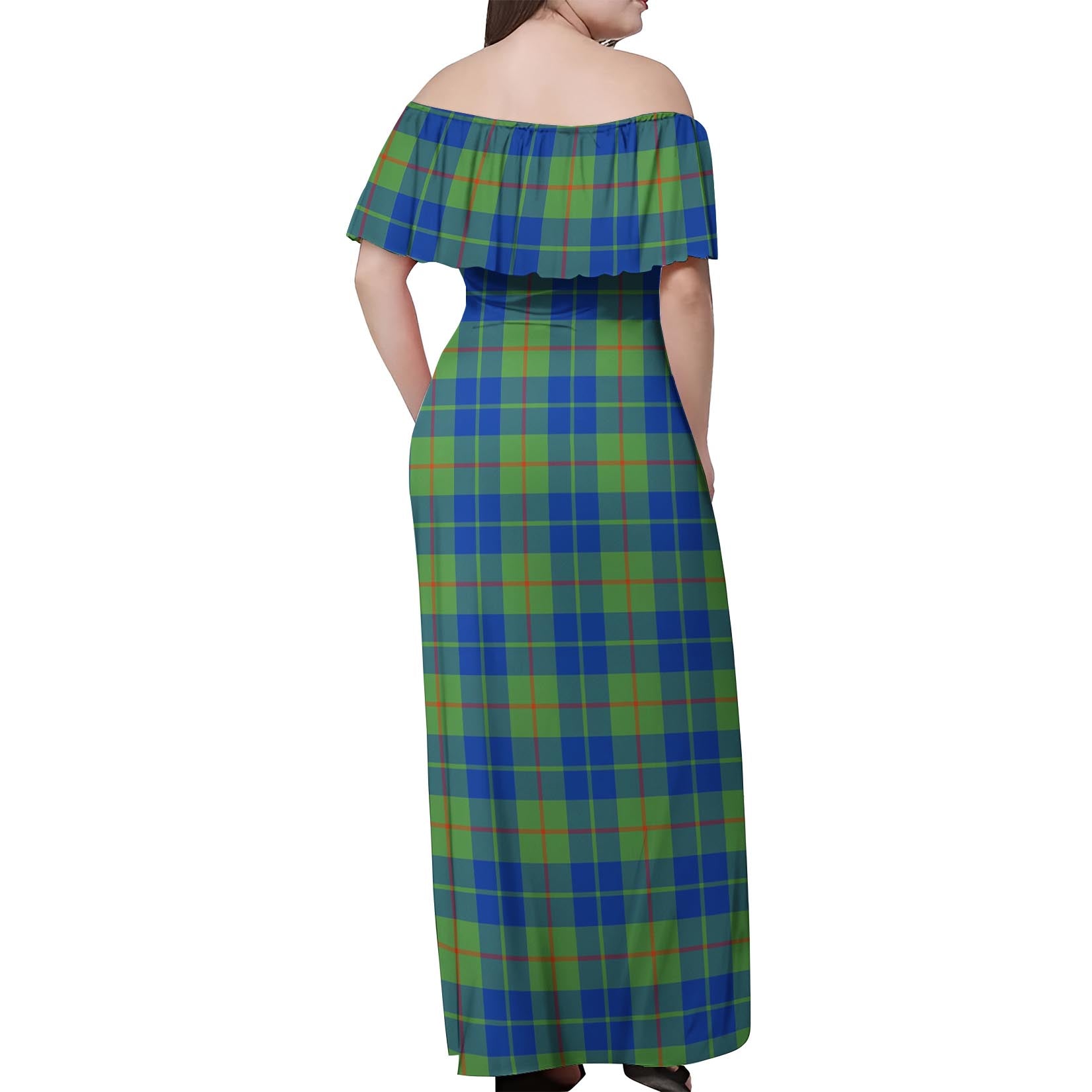 Barclay Hunting Ancient Tartan Off Shoulder Long Dress - Tartanvibesclothing