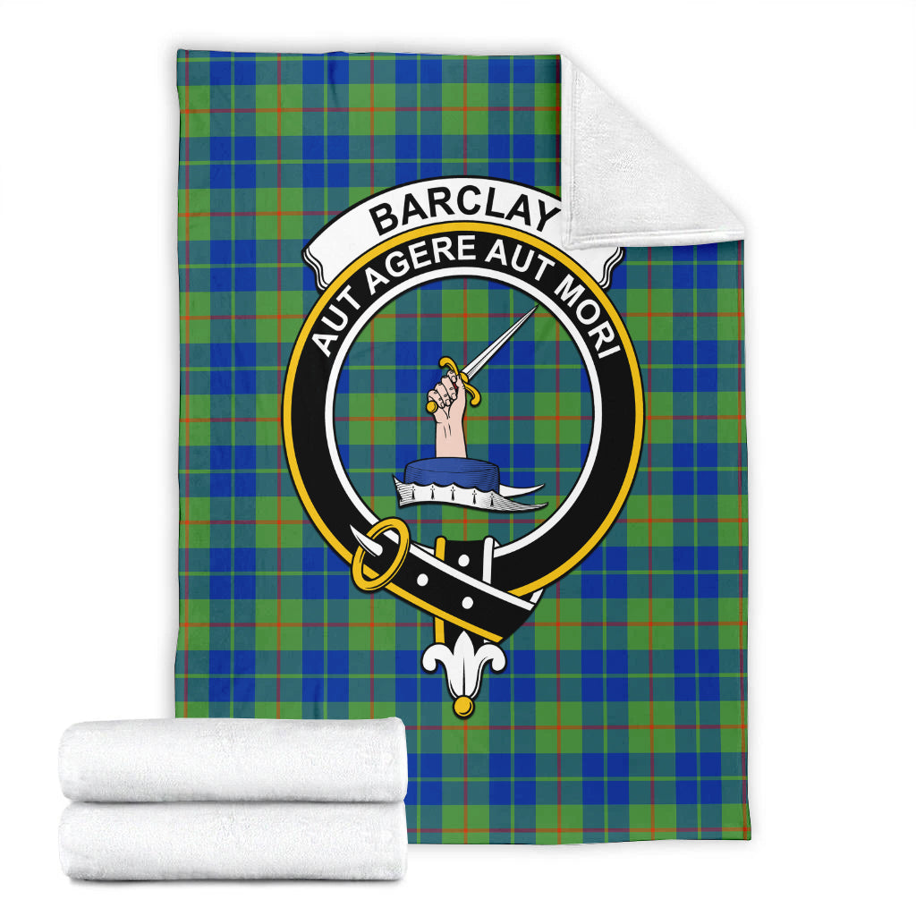 Barclay Hunting Ancient Tartan Blanket with Family Crest - Tartanvibesclothing