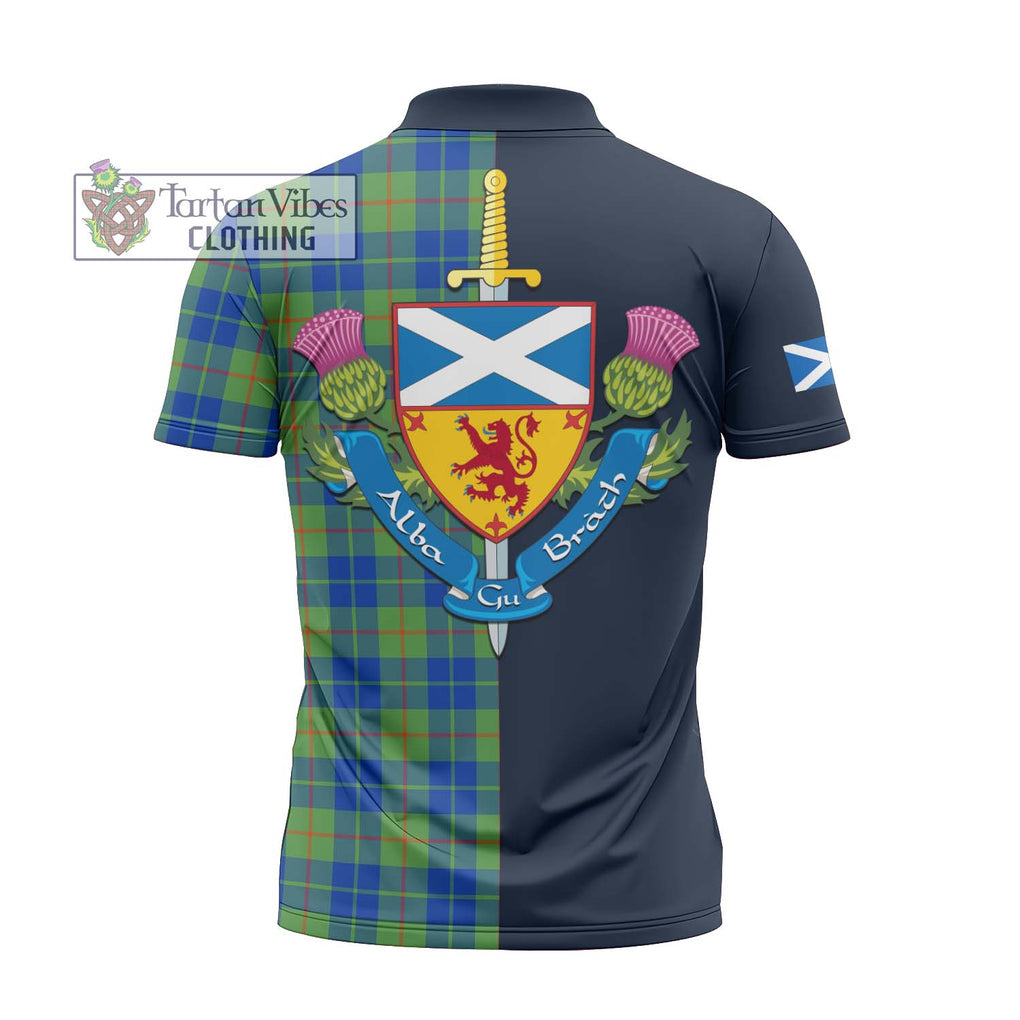 Tartan Vibes Clothing Barclay Hunting Ancient Tartan Zipper Polo Shirt with Scottish Lion Royal Arm Half Style