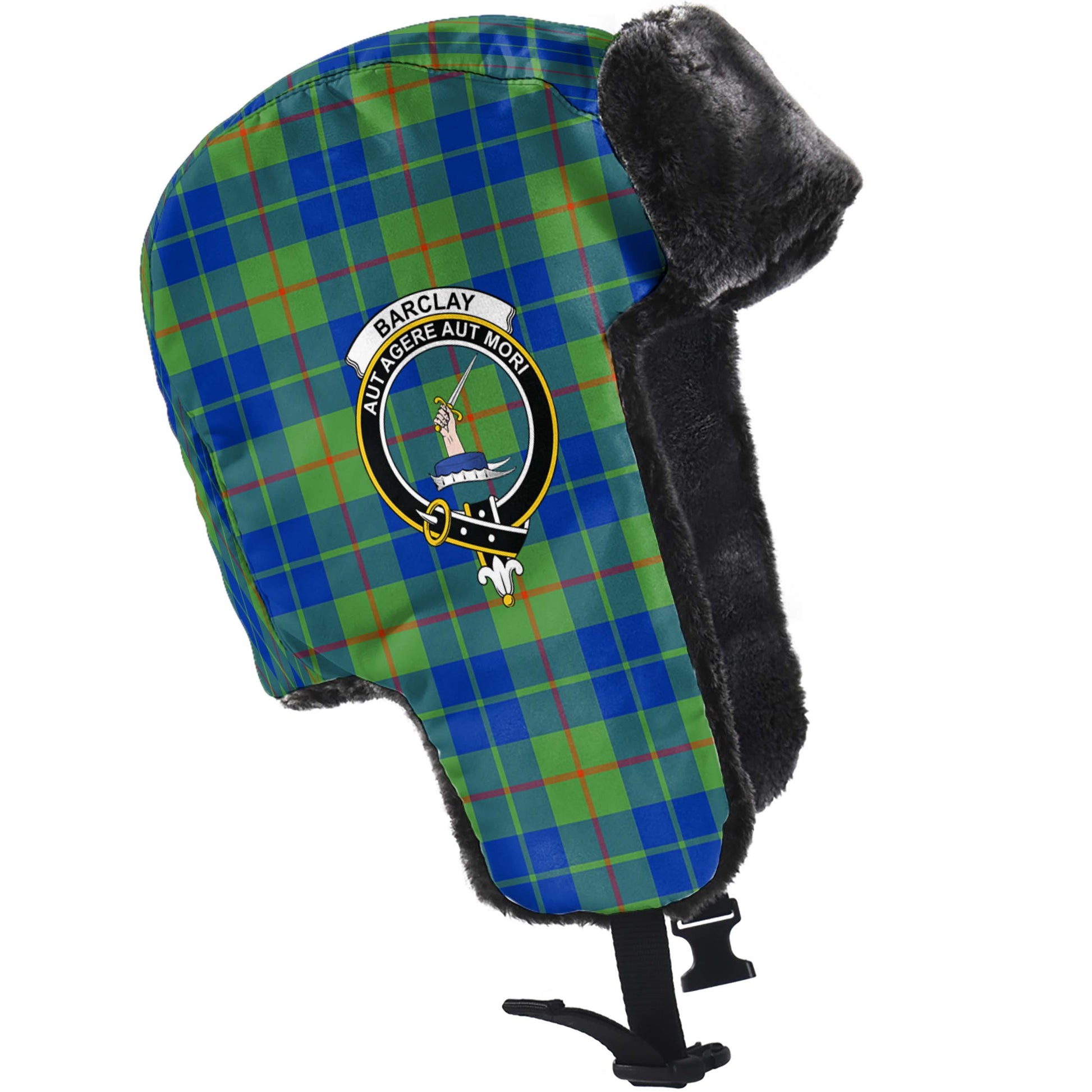 Barclay Hunting Ancient Tartan Winter Trapper Hat with Family Crest - Tartanvibesclothing