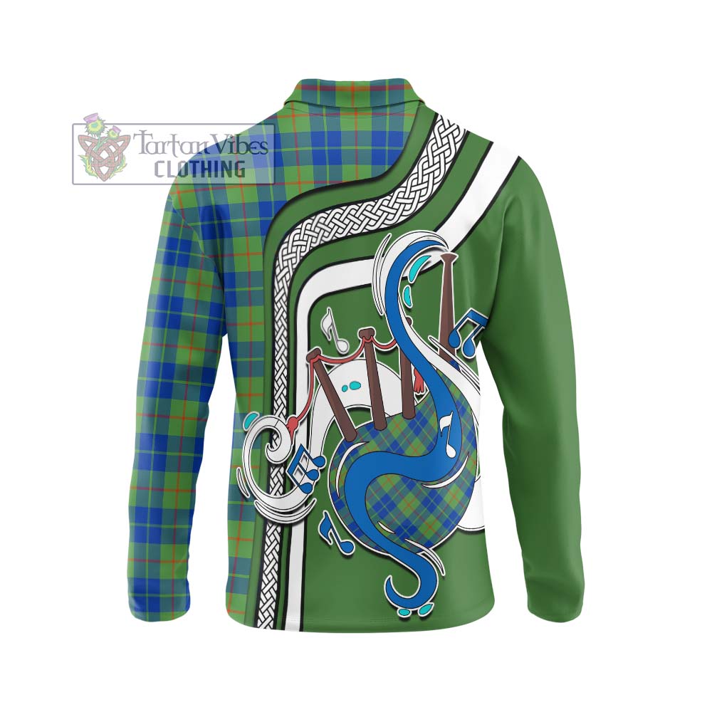 Tartan Vibes Clothing Barclay Hunting Ancient Tartan Long Sleeve Polo Shirt with Epic Bagpipe Style