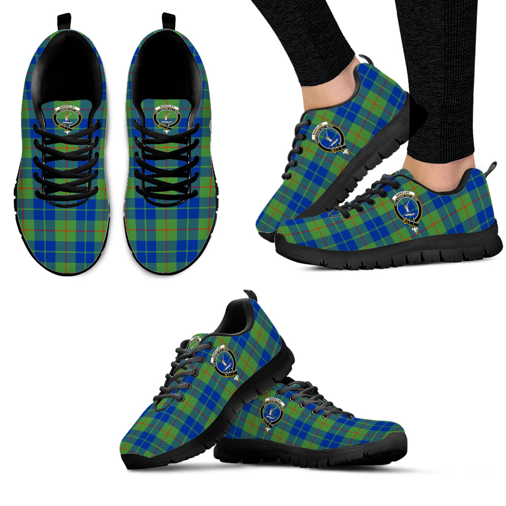 Barclay Hunting Ancient Tartan Sneakers with Family Crest - Tartan Vibes Clothing