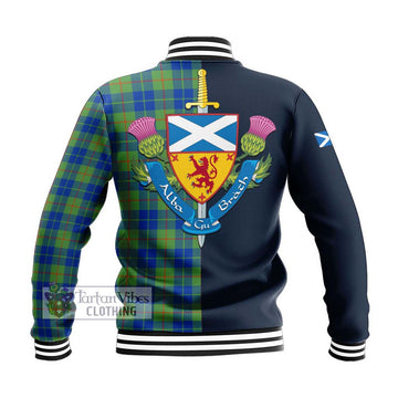 Barclay Hunting Ancient Tartan Baseball Jacket Alba with Scottish Lion Royal Arm Half Style