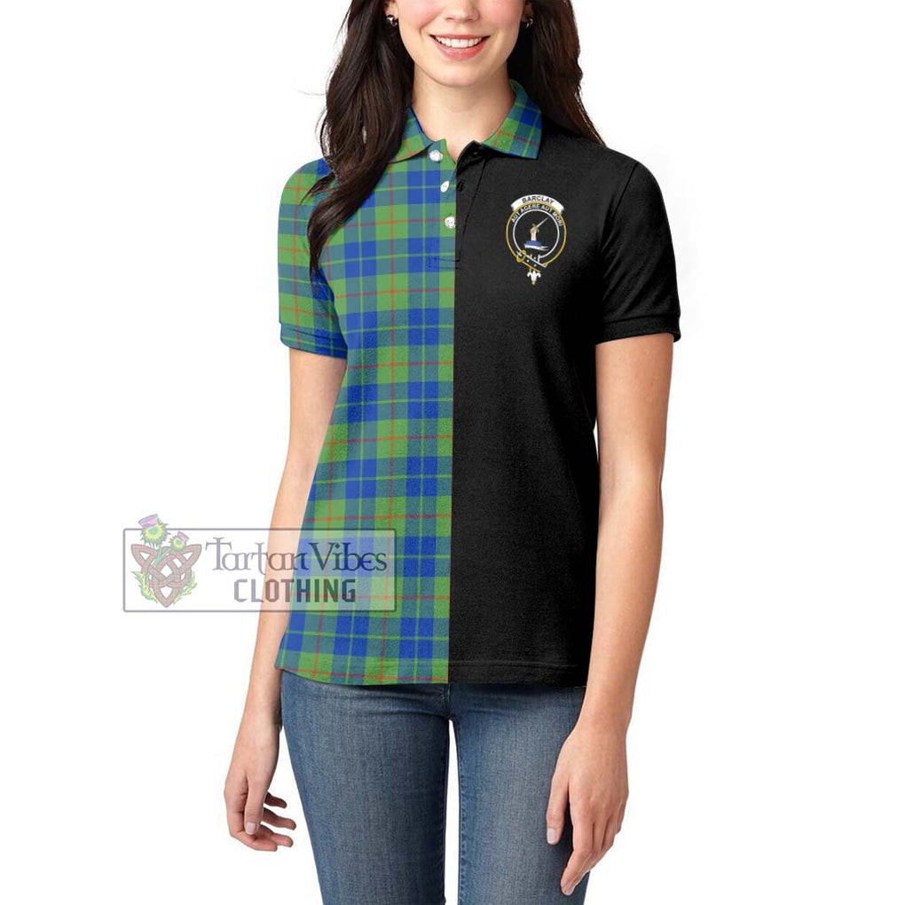 Barclay Hunting Ancient Tartan Women's Polo Shirt with Family Crest and Half Of Me Style - Tartanvibesclothing Shop