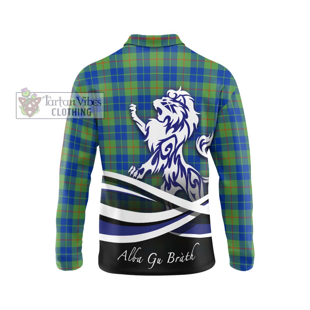 Barclay Hunting Ancient Tartan Long Sleeve Polo Shirt with Alba Gu Brath Regal Lion Emblem - Tartanvibesclothing Shop