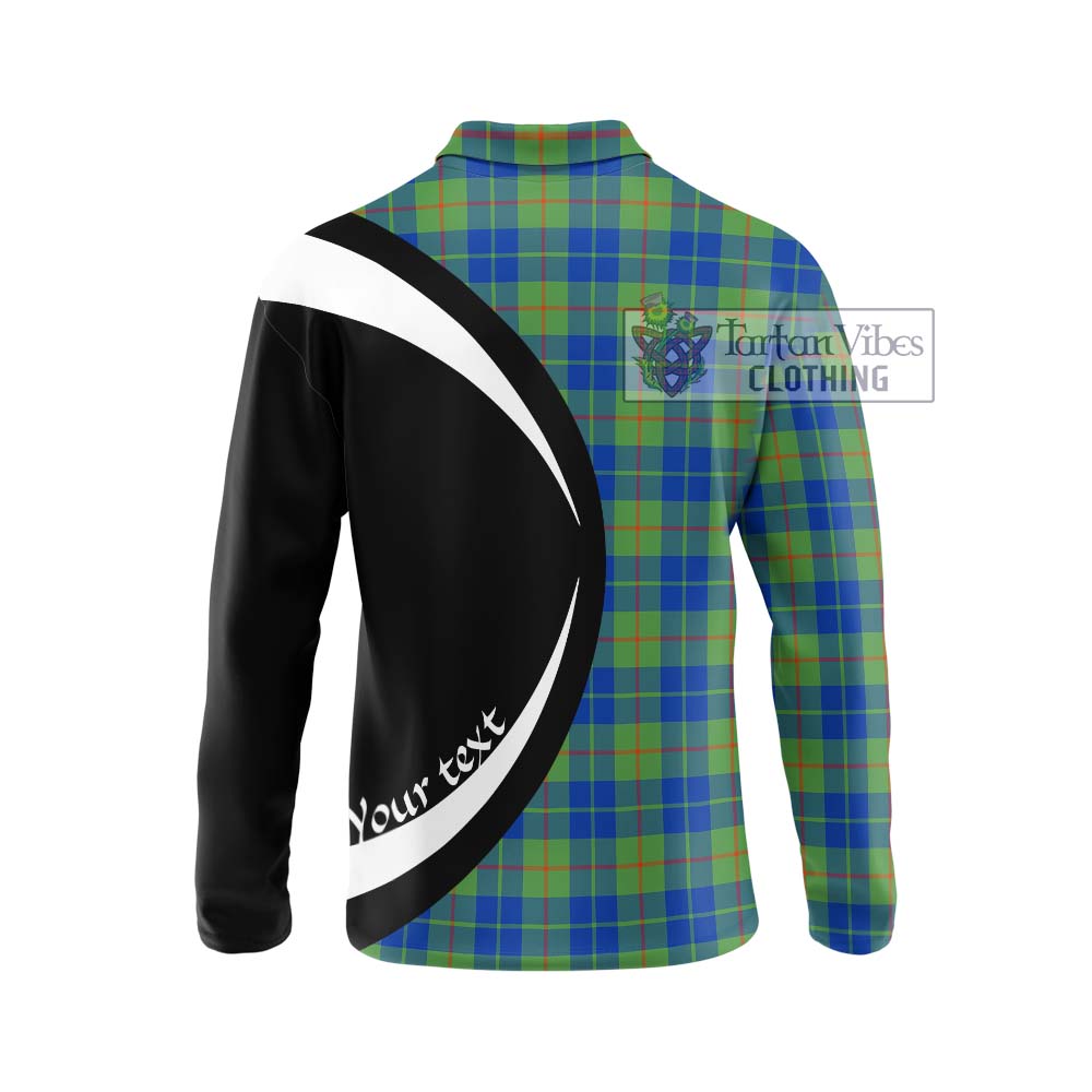 Barclay Hunting Ancient Tartan Long Sleeve Polo Shirt with Family Crest Circle Style - Tartan Vibes Clothing