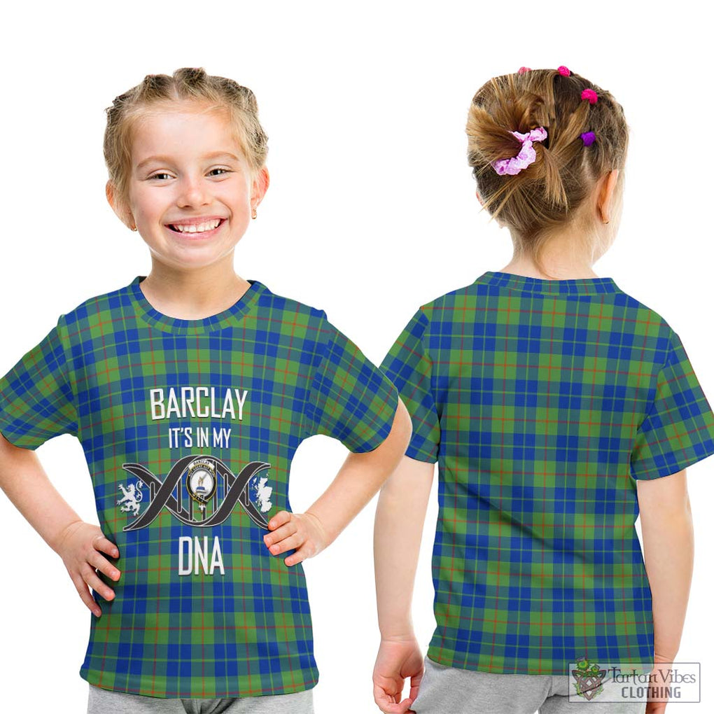 Barclay Hunting Ancient Tartan Kid T-Shirt with Family Crest DNA In Me Style - Tartanvibesclothing Shop