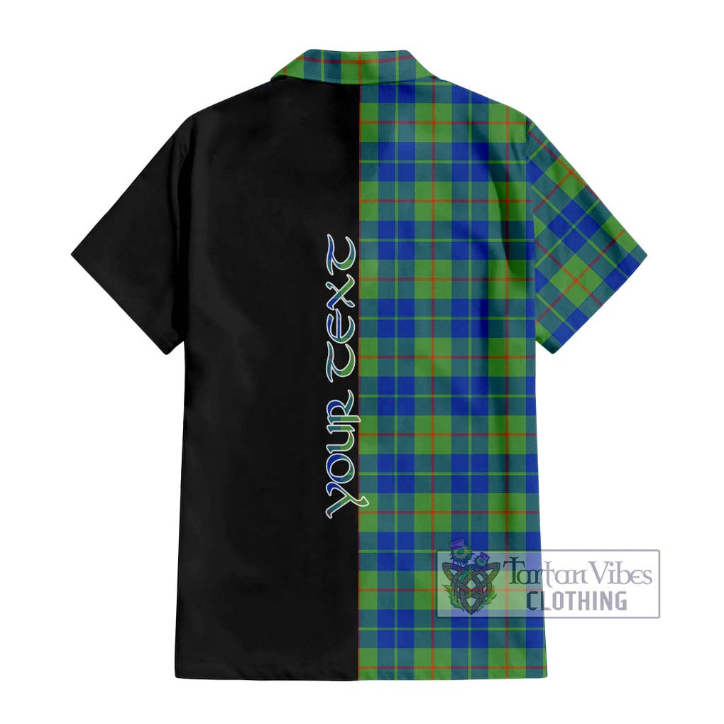 Barclay Hunting Ancient Tartan Short Sleeve Button Shirt with Family Crest and Half Of Me Style - Tartanvibesclothing Shop