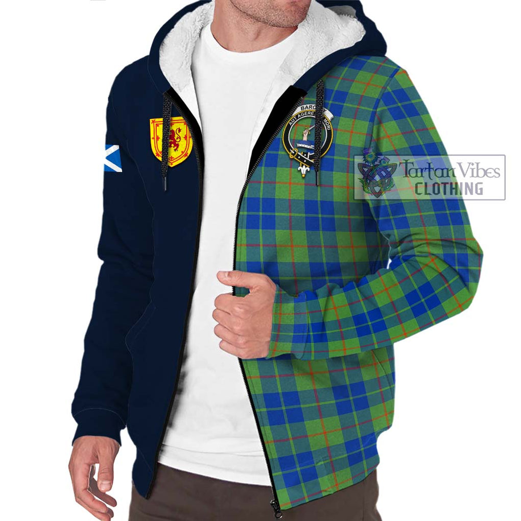 Tartan Vibes Clothing Barclay Hunting Ancient Tartan Sherpa Hoodie with Scottish Lion Royal Arm Half Style