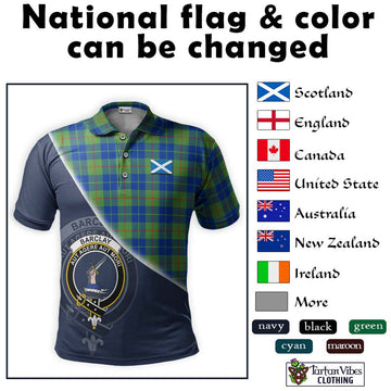 Barclay Hunting Ancient Tartan Polo Shirt with Personalised National Flag and Family Crest Half Style