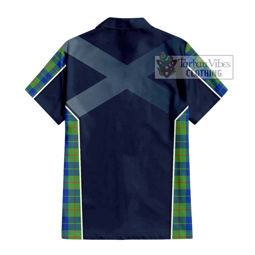 Barclay Hunting Ancient Tartan Short Sleeve Button Shirt with Family Crest and Lion Rampant Vibes Sport Style - Tartan Vibes Clothing