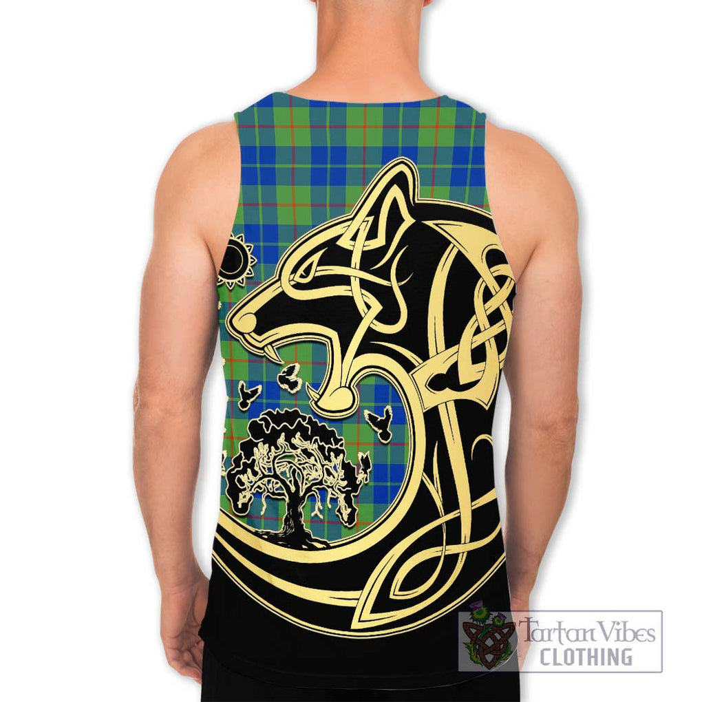 Barclay Hunting Ancient Tartan Men's Tank Top with Family Crest Celtic Wolf Style - Tartan Vibes Clothing