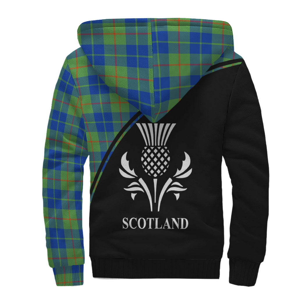 Barclay Hunting Ancient Tartan Sherpa Hoodie with Family Crest Curve Style - Tartanvibesclothing