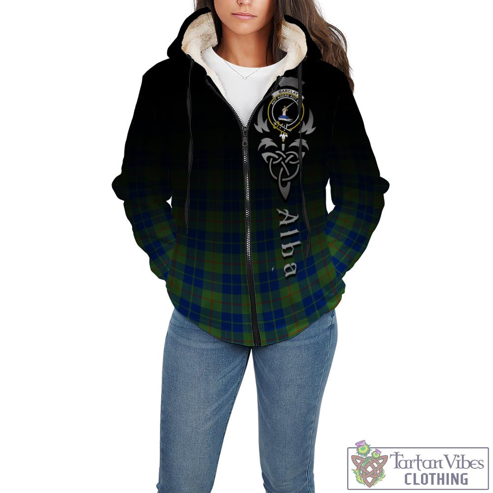 Tartan Vibes Clothing Barclay Hunting Ancient Tartan Sherpa Hoodie Featuring Alba Gu Brath Family Crest Celtic Inspired