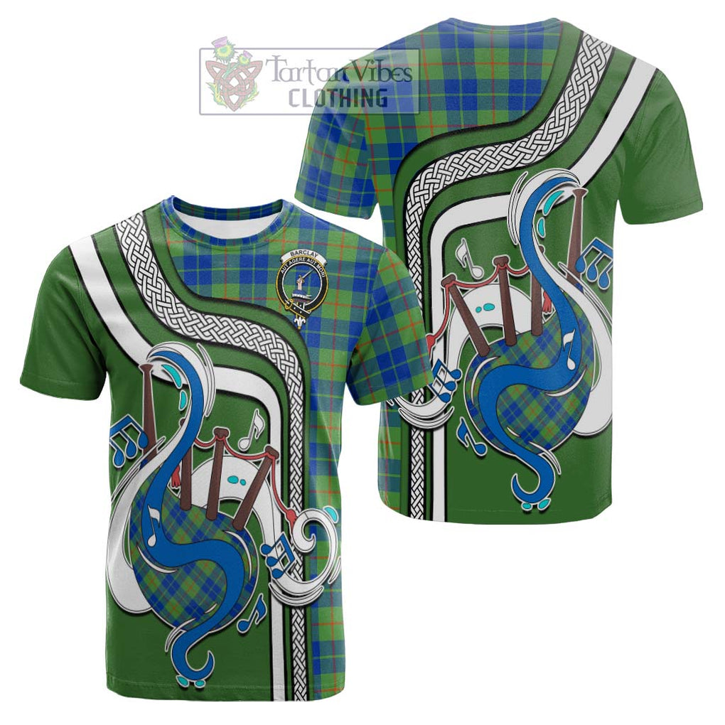 Tartan Vibes Clothing Barclay Hunting Ancient Tartan Cotton T-shirt with Epic Bagpipe Style