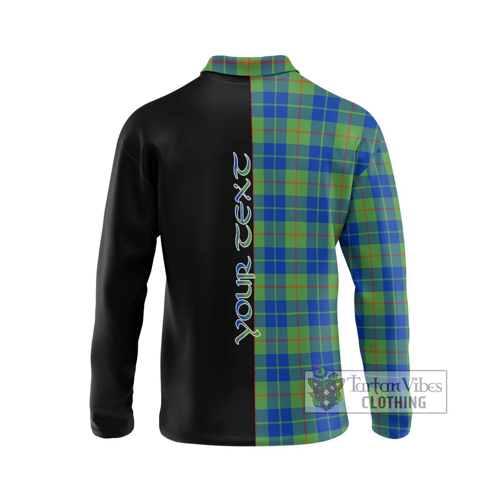 Barclay Hunting Ancient Tartan Long Sleeve Polo Shirt with Family Crest and Half Of Me Style - Tartanvibesclothing Shop