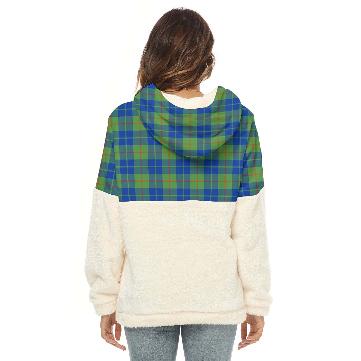 Barclay Hunting Ancient Tartan Women's Borg Fleece Hoodie With Half Zip with Family Crest - Tartanvibesclothing