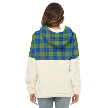 Barclay Hunting Ancient Tartan Women's Borg Fleece Hoodie With Half Zip with Family Crest