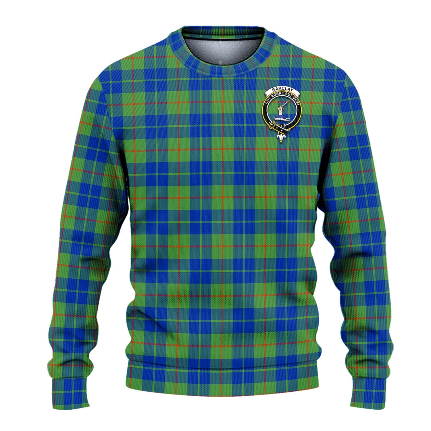 Barclay Hunting Ancient Tartan Knitted Sweater with Family Crest - Tartanvibesclothing