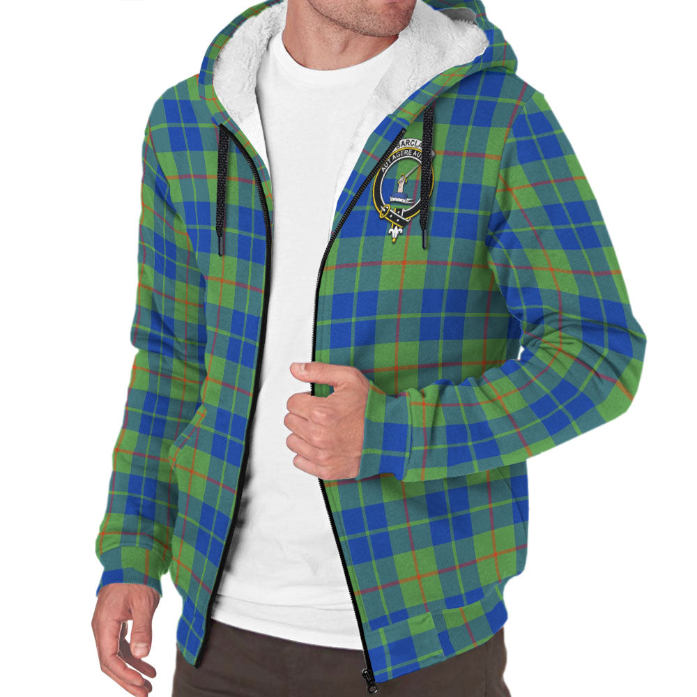 Barclay Hunting Ancient Tartan Sherpa Hoodie with Family Crest - Tartanvibesclothing