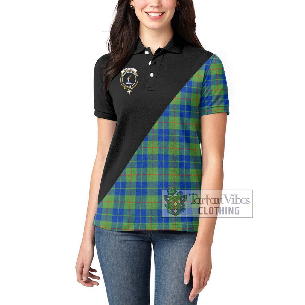 Barclay Hunting Ancient Tartan Women's Polo Shirt with Family Crest and Military Logo Style - Tartanvibesclothing Shop