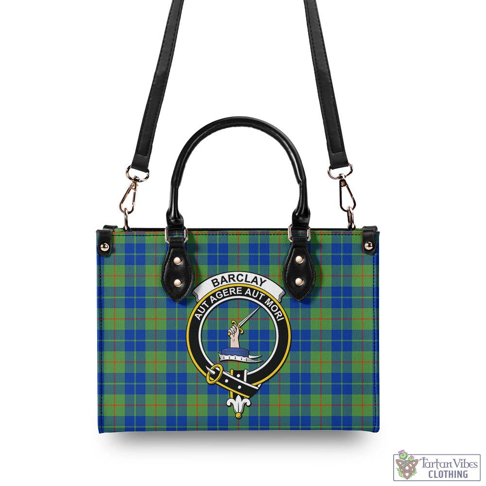 Tartan Vibes Clothing Barclay Hunting Ancient Tartan Luxury Leather Handbags with Family Crest