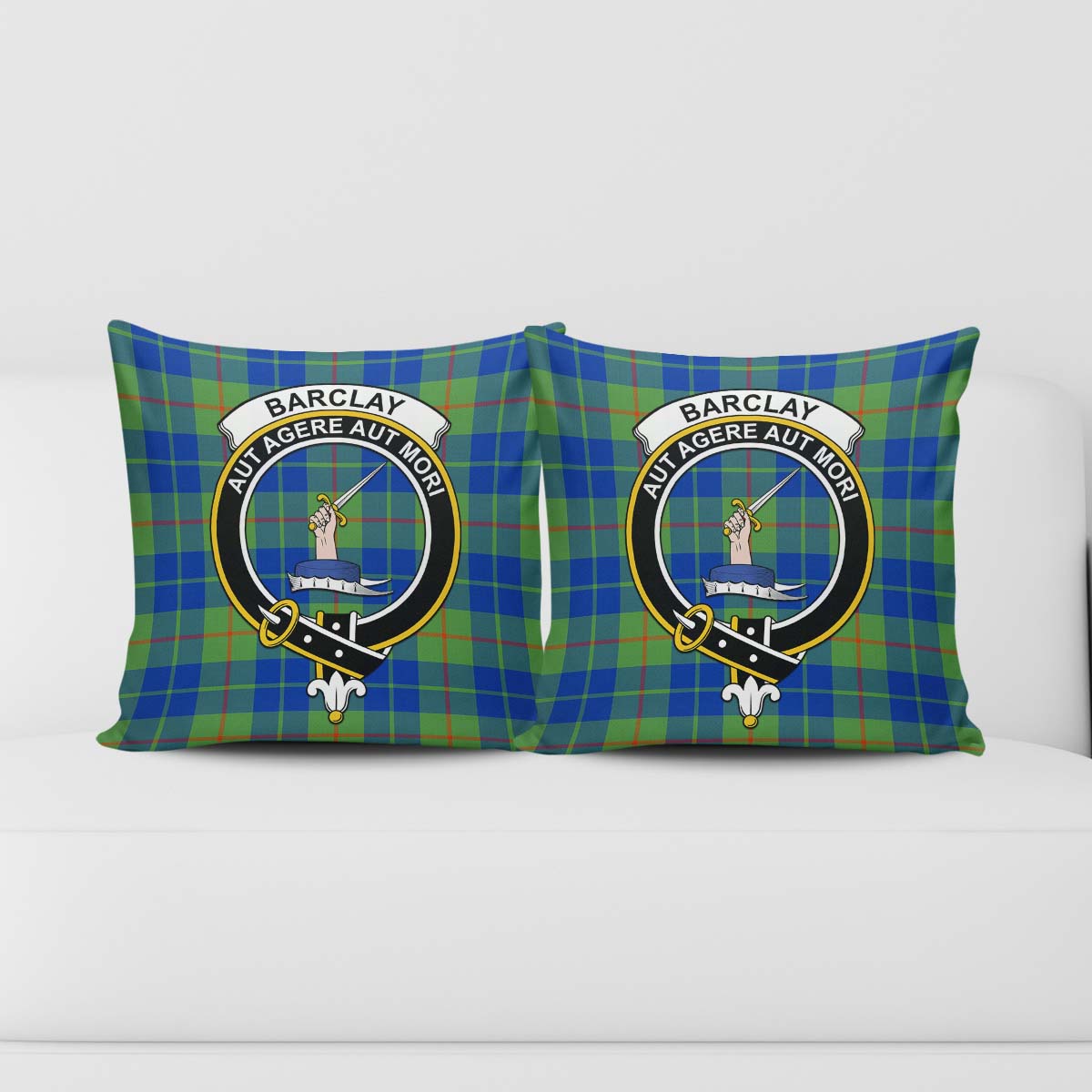 Barclay Hunting Ancient Tartan Pillow Cover with Family Crest - Tartanvibesclothing