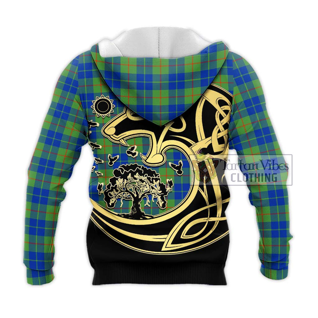 Barclay Hunting Ancient Tartan Knitted Hoodie with Family Crest Celtic Wolf Style - Tartan Vibes Clothing