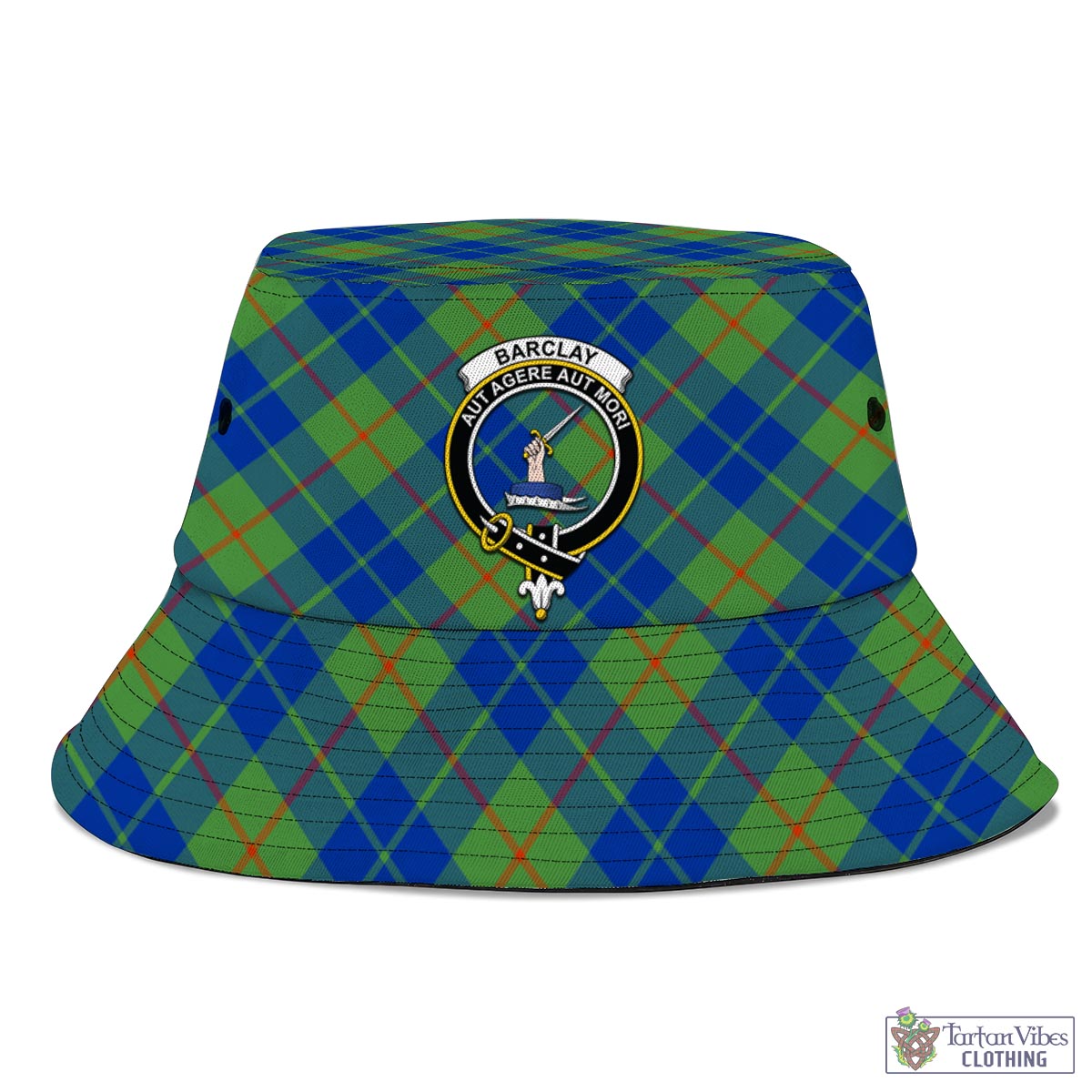 Tartan Vibes Clothing Barclay Hunting Ancient Tartan Bucket Hat with Family Crest