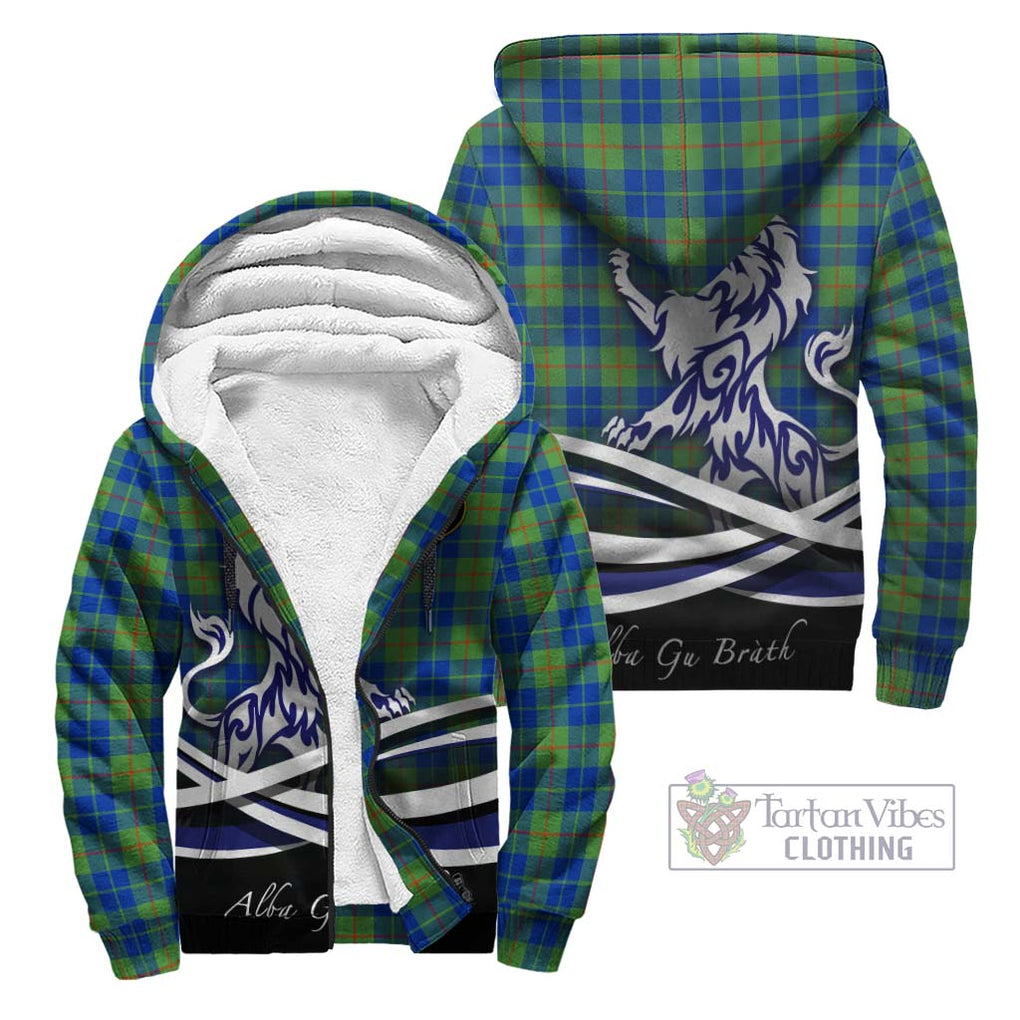 Barclay Hunting Ancient Tartan Sherpa Hoodie with Alba Gu Brath Regal Lion Emblem Unisex - Tartanvibesclothing Shop