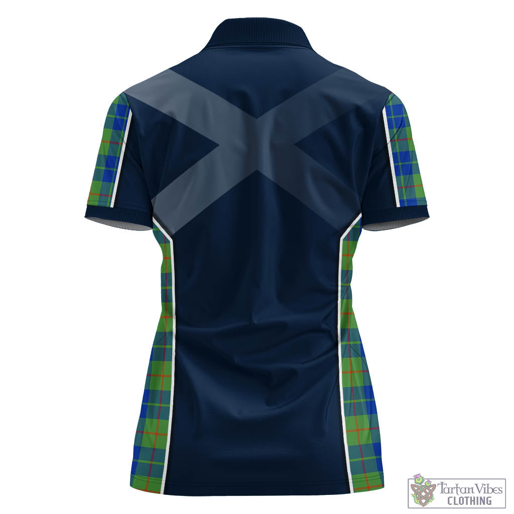 Tartan Vibes Clothing Barclay Hunting Ancient Tartan Women's Polo Shirt with Family Crest and Scottish Thistle Vibes Sport Style