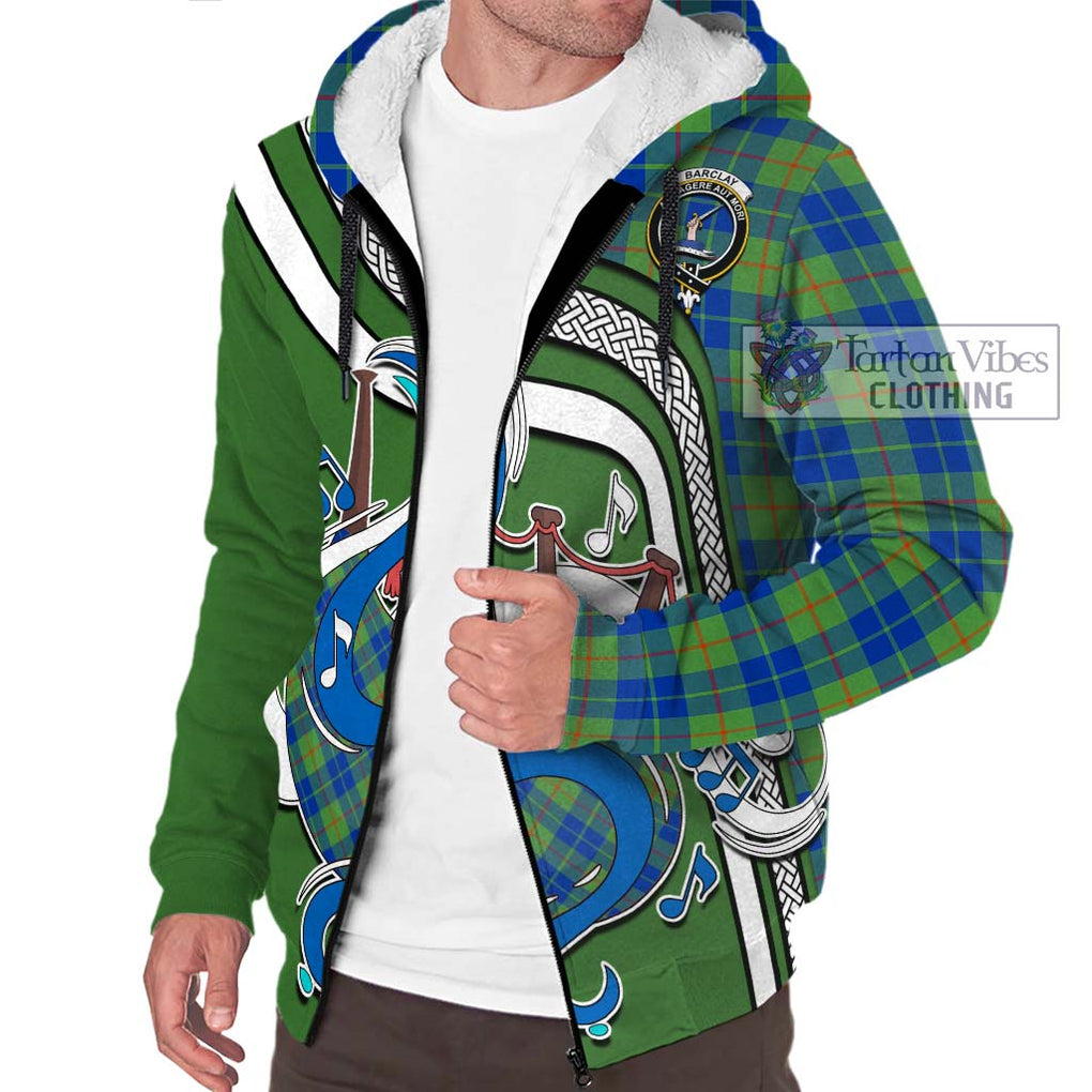 Barclay Hunting Ancient Tartan Sherpa Hoodie with Epic Bagpipe Style Unisex - Tartanvibesclothing Shop