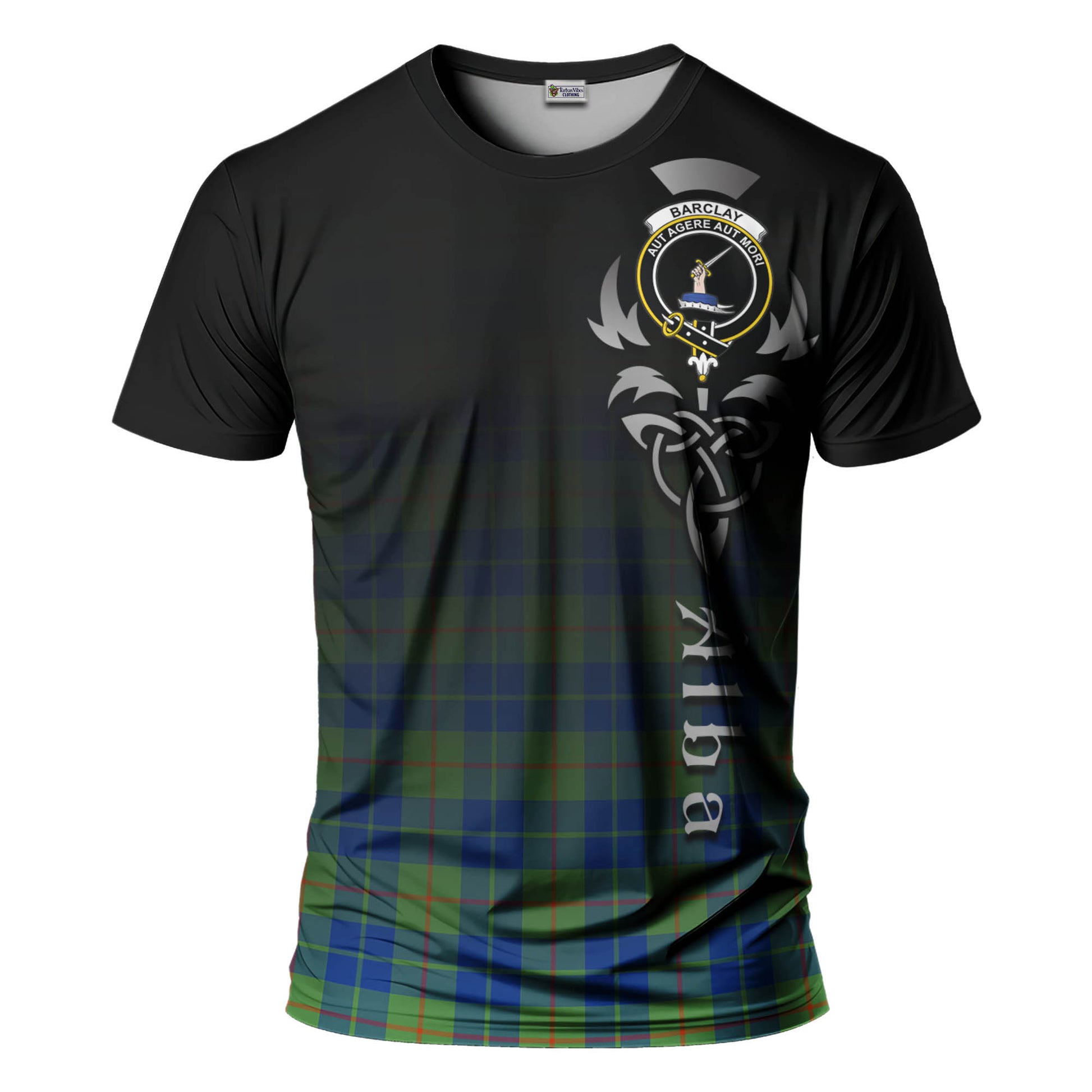 Tartan Vibes Clothing Barclay Hunting Ancient Tartan T-Shirt Featuring Alba Gu Brath Family Crest Celtic Inspired