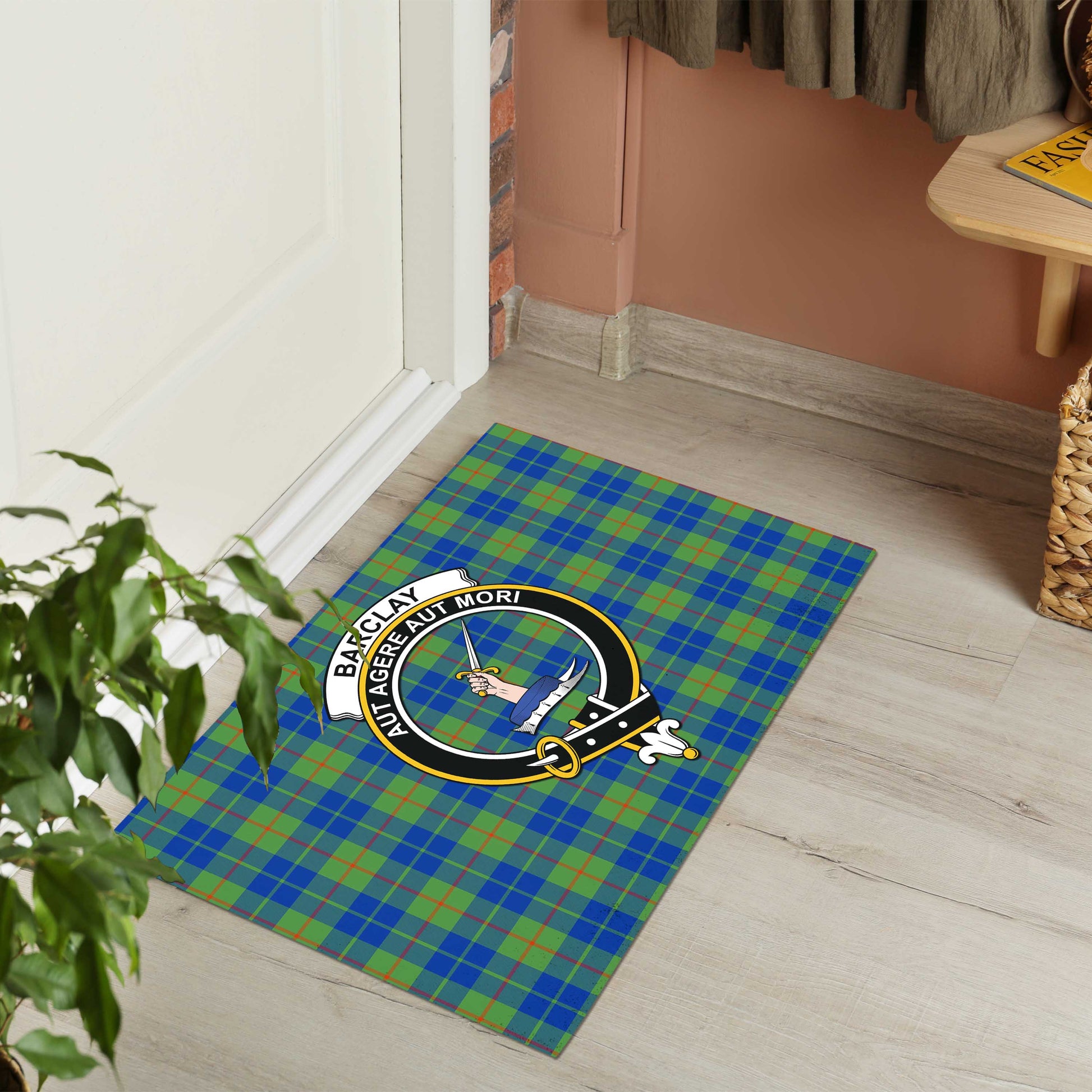 Barclay Hunting Ancient Tartan Door Mat with Family Crest - Tartanvibesclothing